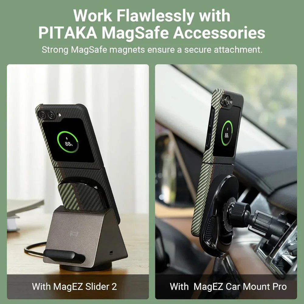 💯 Genuine📱PITAKA📱 MagEZ Case 3 for Z Flip 5 Compatible with MagSafe, Overture